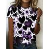 Summer Leopard Heart 3D Print T-Shirts Fashion Women's Round Neck Short Sleeve T Shirt Tees Harajuku Tops Female Clothing