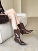 Autumn and winter new pointed head thin heel short with thin temperament French fashion sexy beautiful women's short boots