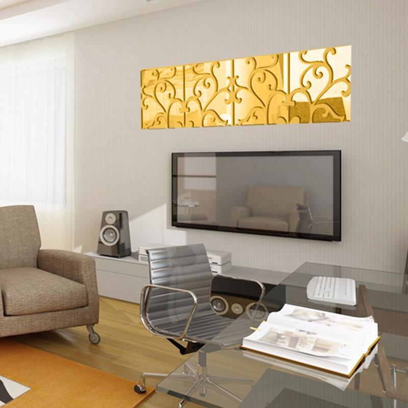 1 Satz Acrylspiegel Wandaufkleber Abnehmbare Wandtattoos für Wohnzimmer Schlafzimmer