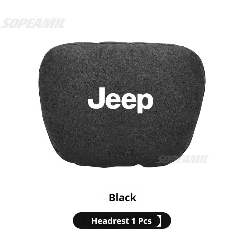 Suede Car Headrest Neck Pillow Seat Waist Cushion Jeep Grand Cherokee Wrangler JK Gladiator Patriot Commander Renegade CompassN