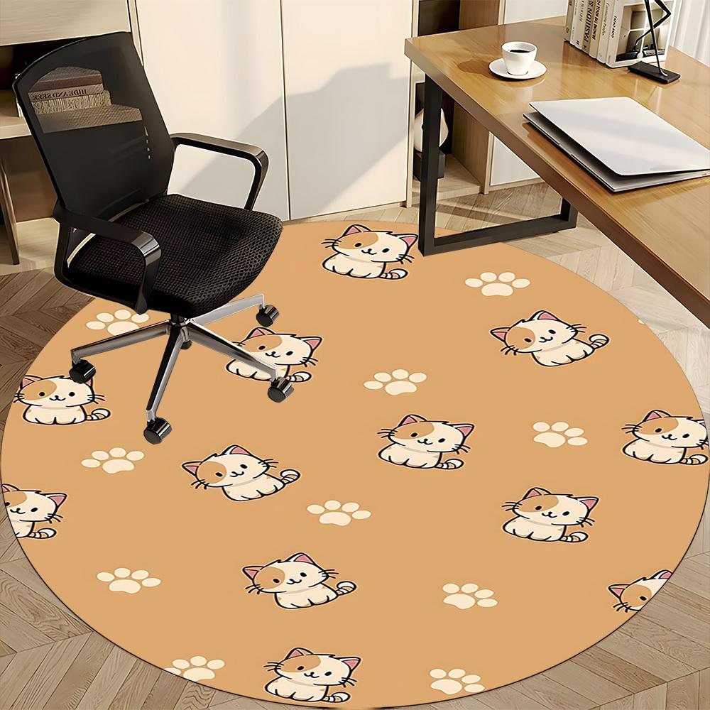 1pc Cats Paws Office Round Area Rug, Under Office Chairs Bedroom Living Room Home Decor, Room Deco
