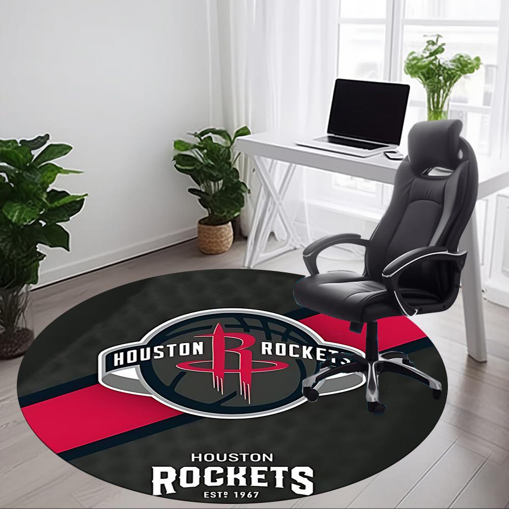 1pc Rockets Houston Office Round Area Rug, Indoor Mat Suitable For Office, Bedroom Living Room Home Decor, Room Deco, Offic A0926209