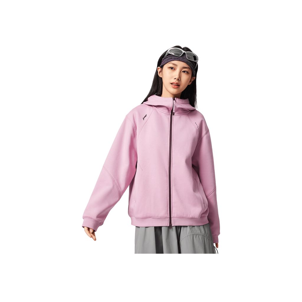 Li Ning Fitness Series Antibacterial Anti-Static Loose Hoodie Logo Jacket Women Outerwear AWDVH16-3