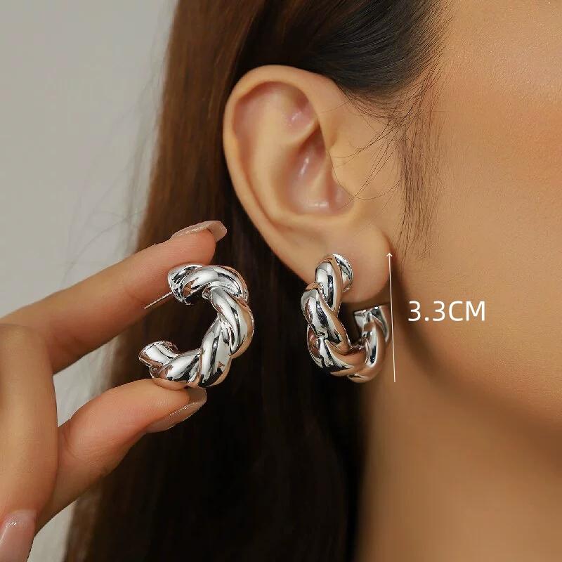Hyperbole Long Water Droplet Flower Wing Round Wave Square Shell Golden Pendant Earrings for Women CCB Smooth Creative Jewelry