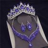 Wunderschöne rosa Kristall-Diademe Brautschmuck-Sets für Frauen Mode Krone Ohrringe koreanische Hochzeit Halskette Dubai Schmuck-Sets