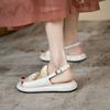 Footwear Wedge with Platform Waterproof Ladies Shoes Medium Heels Summer 2024 Beige Sandals for Women Roman Style Lace Trend H F