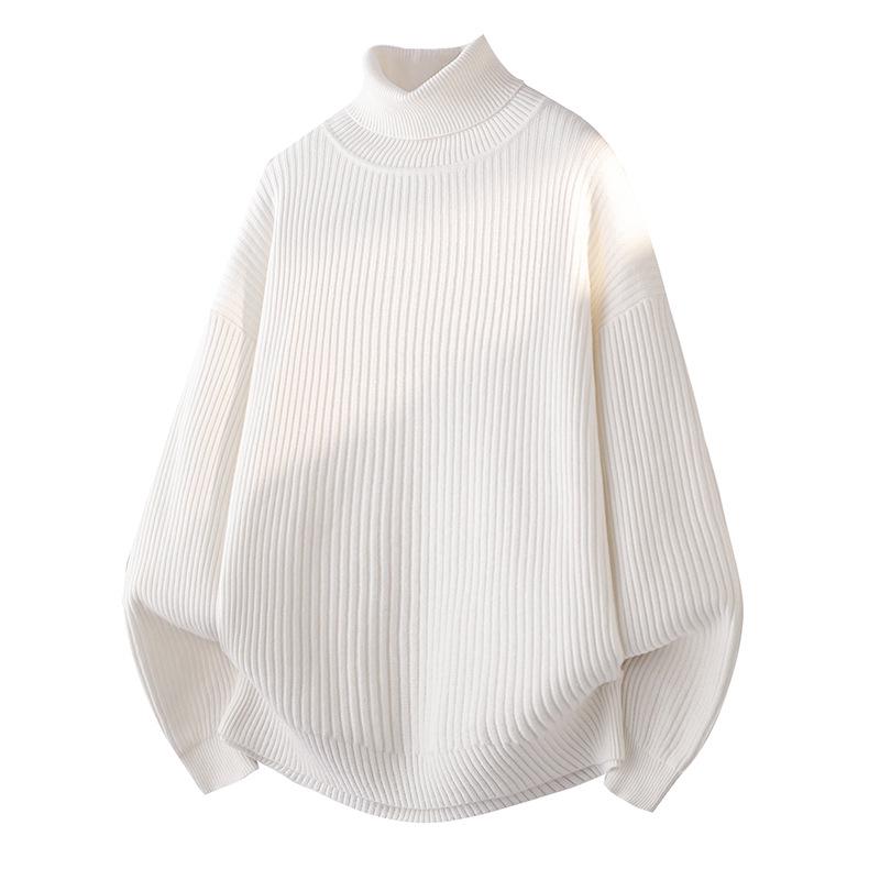 Men's Winter Thickened Turtleneck Sweater - Trendy Solid Color Youth Knitwear with Long Collar