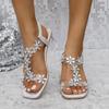 2023 Clear Platform Waterproof Chunky Heel Floral Roman Women's Sandals