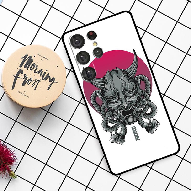 Samurai Oni Mask Case For Samsung Galaxy S24 FE S21 S22 S23 S25 Ultra S9 S10 Plus S20 FE S25 FE Phone Cover