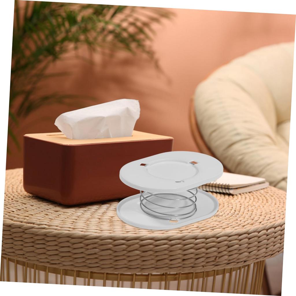 STOBAZA 2-Piece Box Tissue Spring Holder for Kitchen, Metal Spring Support Tissue Bracket, White, PP