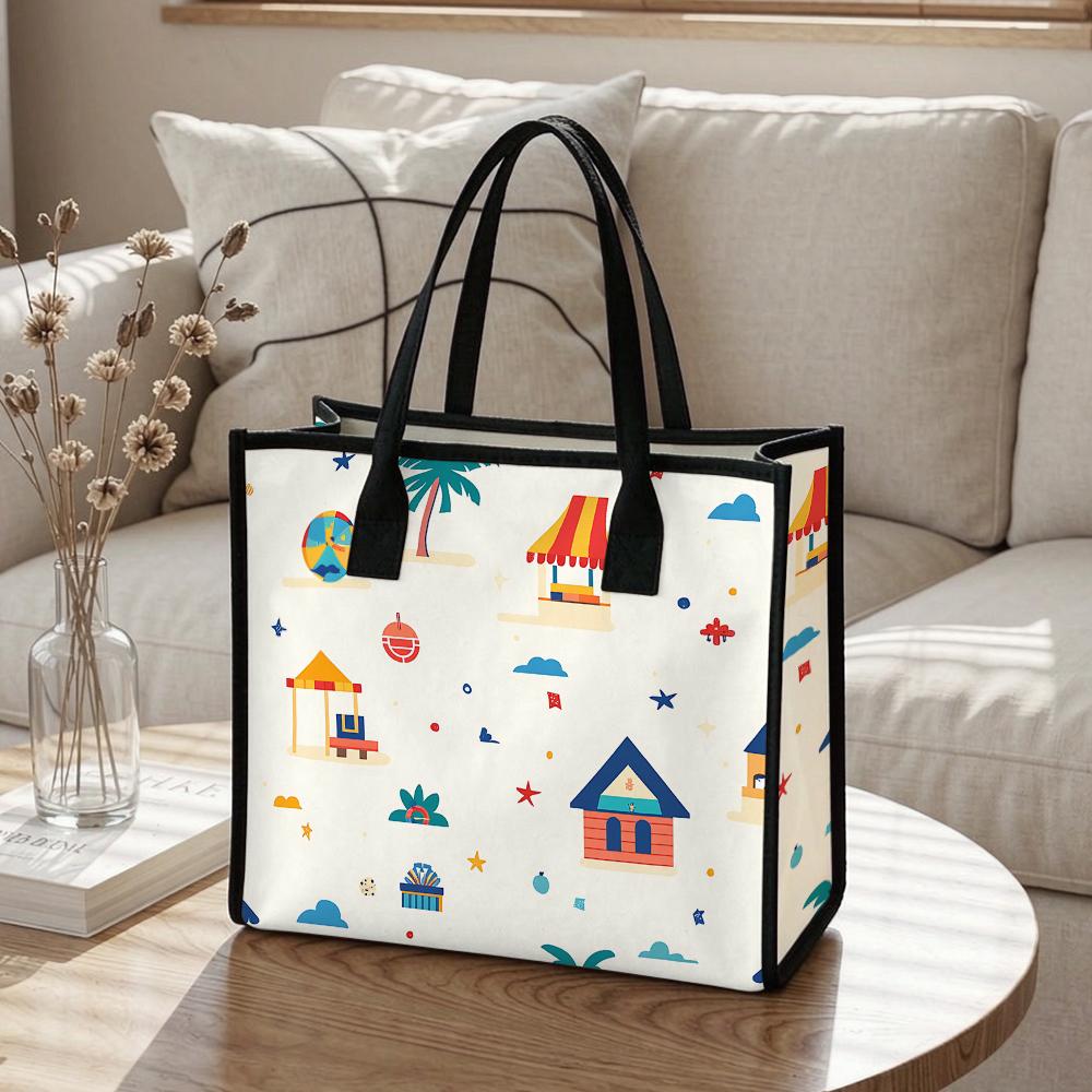 Cute Cartoon Printed Tote Bag Casual Large Capacity Daily Handbag for Shopping Travel Outdoor Use