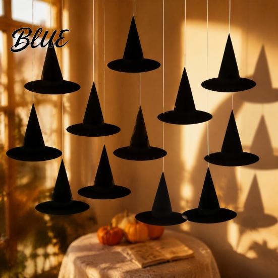 Creative Halloween Hanging Decorations 12Pcs Witch Hat Ornaments Paper Banner Decorations Party Ornaments for Holidays Spooky Ceiling Drop
