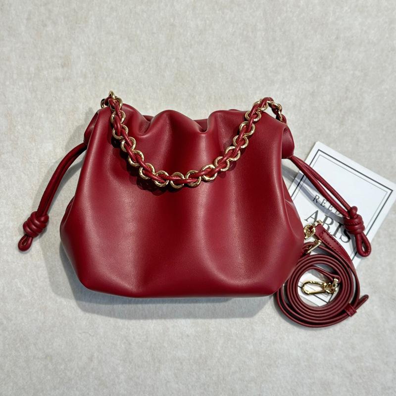 New leather drawstring lucky bag fashion trend pleated cloud bag small cute messenger bag celebrity bucket bag