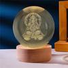 Crystal Ball Night Lamp – Engraved Ganesh Ji LED Light, USB-Powered Table Lamp with Wooden Base, Romantic Home & Office Décor, Bedroom, Anniversary