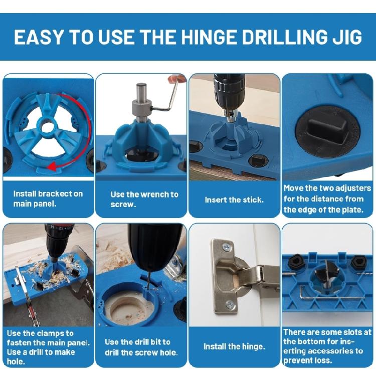 Professional 35mm Hinge Template Set and Small Blue Lock Hole Locator User friendly