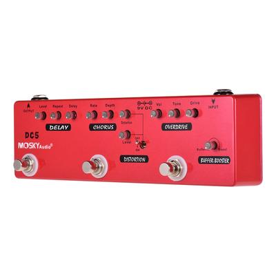 Pédale multi-effets pour guitare DC5 Pédale multi-effets pour guitare Delay Distorsion Overdrive Booster Buffer Coque entièrement en métal avec True Bypass 6 en 1 + + + + +
