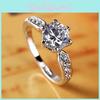 Women Elegant Geometric White Copper Ring Diamond Weddings Engagements