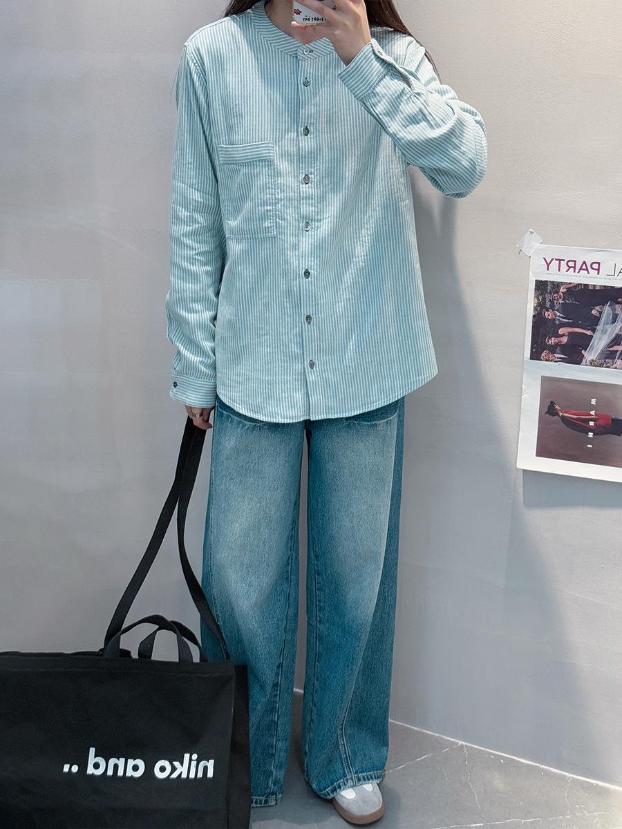 

Women s Retro Striped Long-Sleeve Loose Top M