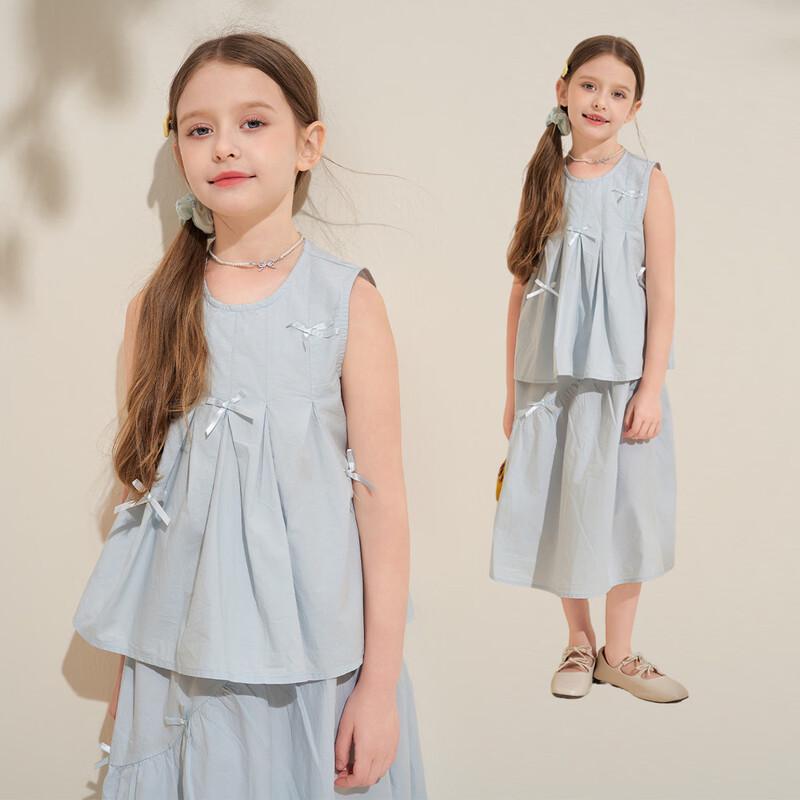 Girls  Summer Bow Sleeveless Top & Skirt Set 130