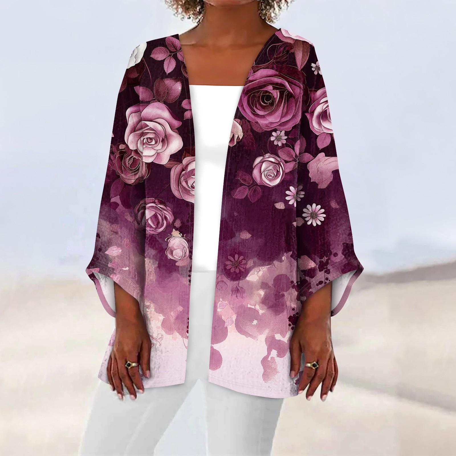 

Женская повседневная модная легкая куртка средней длины с принтом в стиле ретро, ​​кардиган S