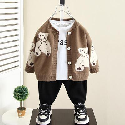 5977 Jungen Frühling & Herbst 2024 Neuer Cardigan-Pullover - Kinderstrickjacke für kleine Jungen