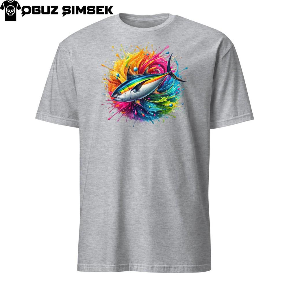 

Colorful Tuna Fish Unisex Short-Sleeve T-Shirt Vibrant Ocean Graphic Tee 3XL