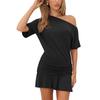 Europäisches & Amerikanisches Damen Freizeit Minikleid schulterfrei - Einfarbig, Vielseitig für Frühling/Sommer.