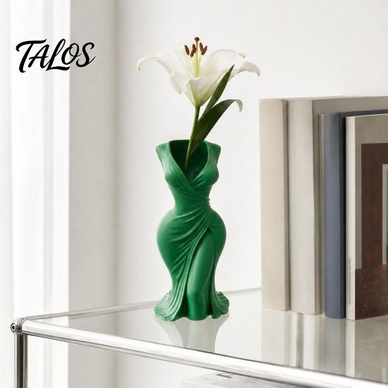 Dried Flower Holder 3D Printed Elegant Dress-Style Vase, Dual-Purpose Tabletop Decor with Flowing Pleated Skirt, Decorative Ornament Twisted