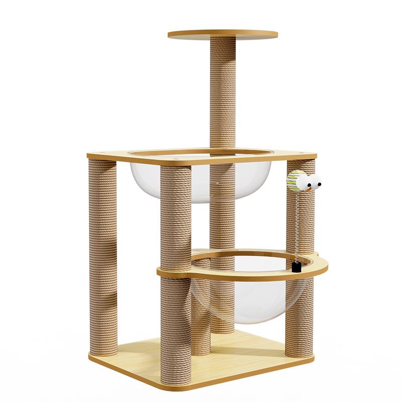 Extra-Large Cat Climbing Frame & Bed: Multi-Layer Space Capsule with Scratch-Resistant Sisal Posts - Durable and Shed-Free.