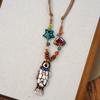 Painted ceramic fish necklace, Bohemian style woven rope necklace, women's vintage high-end beaded clavicle chain
