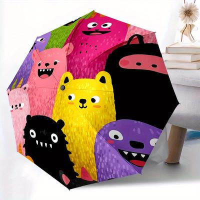 1pc Monster Party Automatic Open/Close Umbrella with One Touch Button,, Windproof Design   Lightweight Portable Umbrella for Women & Men6095