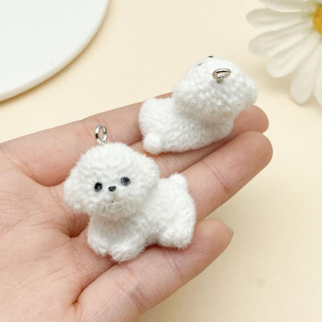 Mix 2/5Pcs Resin Flocking Animal Puppy Pendant Accessories, Diy Necklaces, Earrings, Keychains, Jewelry Making Fashion Accessori
