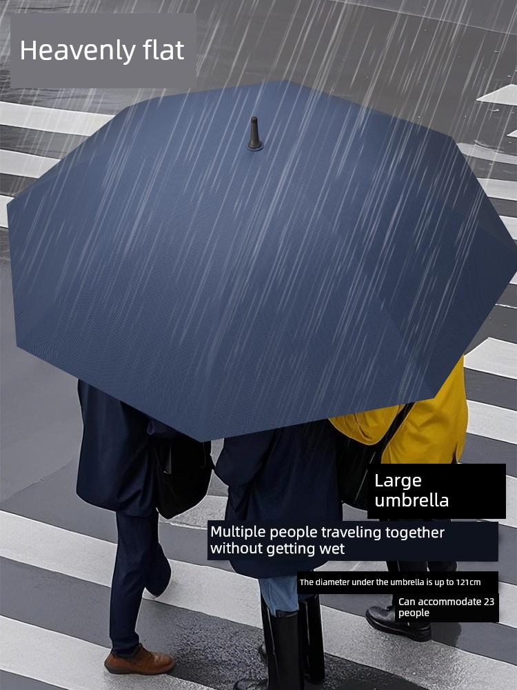 Paradise Umbrella Large Black Coating Semi-Automatic Straight Handle Double-Person Sun and Rain Umbrella, Extra Large, Thickened, Reinforced
