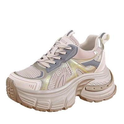 Damen Dad Schuhe 7cm Dicker Absatz Unsichtbare Erhöhung Sportschuhe Modisch Atmungsaktiv Koreanischer Stil Flach Geschnürt Lässiger Sneaker