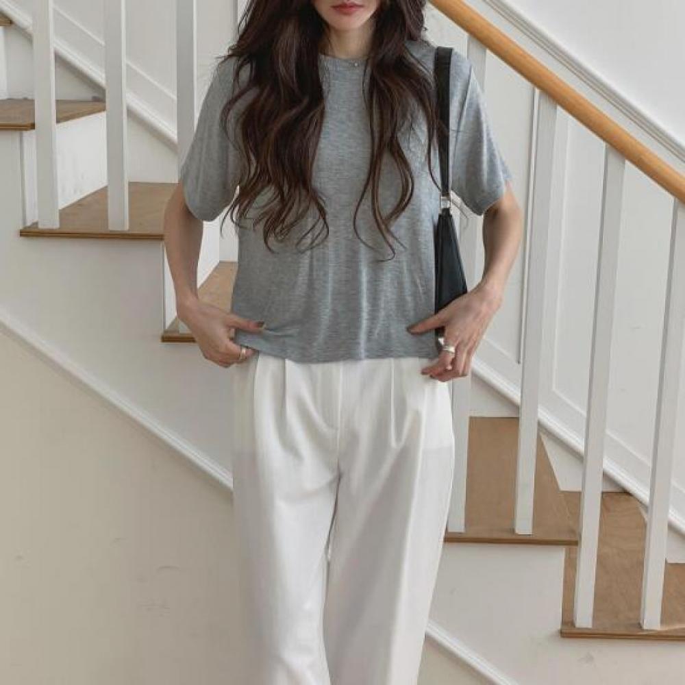 New Arrivals Open Run Women Loose FiT Spandex Fabric Basic Color ShorT Sleeve T