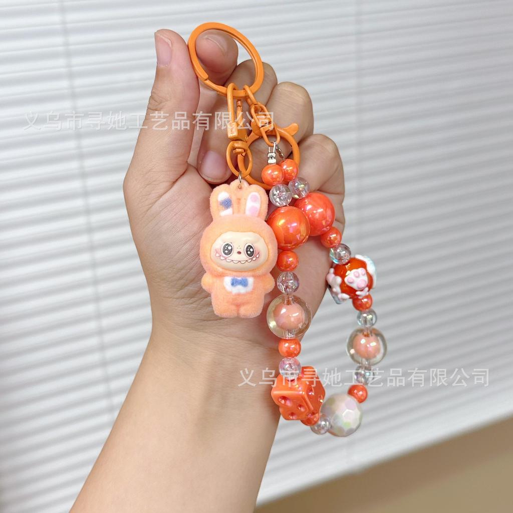 Creative Cartoon Doll Beaded Mobile Phone Chain Keychain Women's School Bag Couple Car Key Chain Bag Pendant