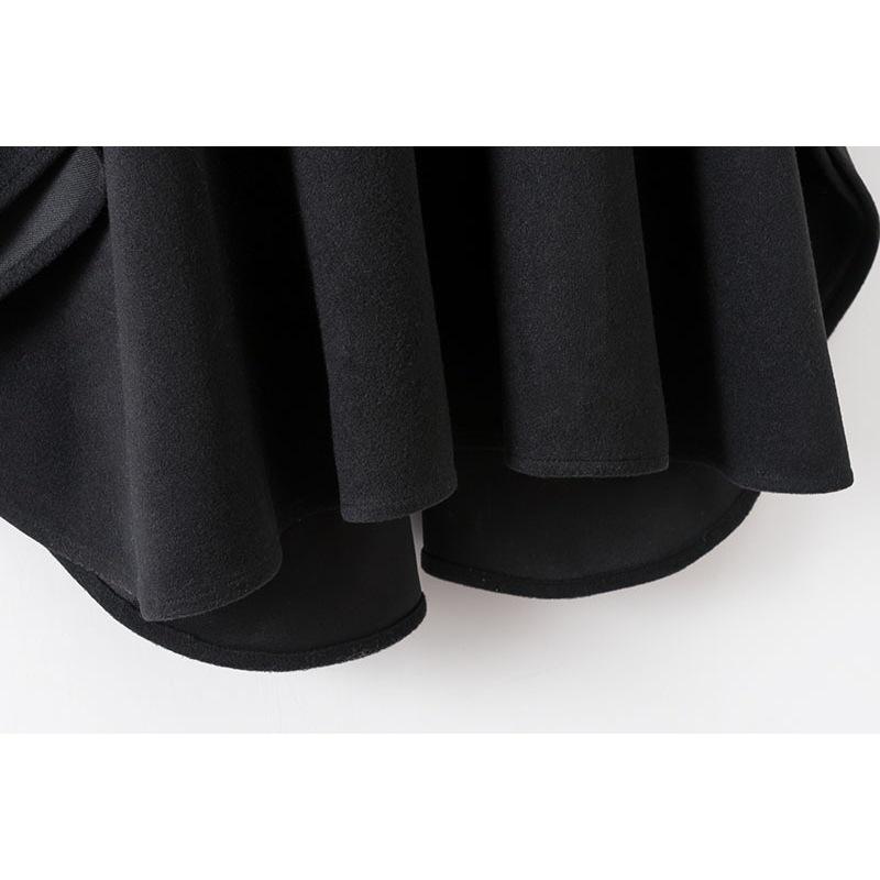 Women's Black Woolen Hooded Cloak Coat, Autumn 2022, Long Style, European American Design, with Hang Tag