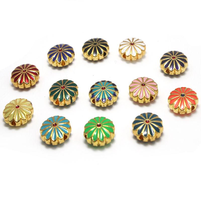 10pcs Copper Metal Drop Oil Flower Spacer Beads Charm for Jewelry Making Beads Accessories fit Earrings Bracelet DIY Accessories
