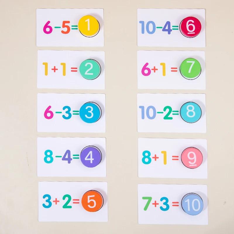 Children Montessori Math Toys Arithmetic Card Matching Games Addition Subtraction Counting Educational Cognitive Blocks for Kids