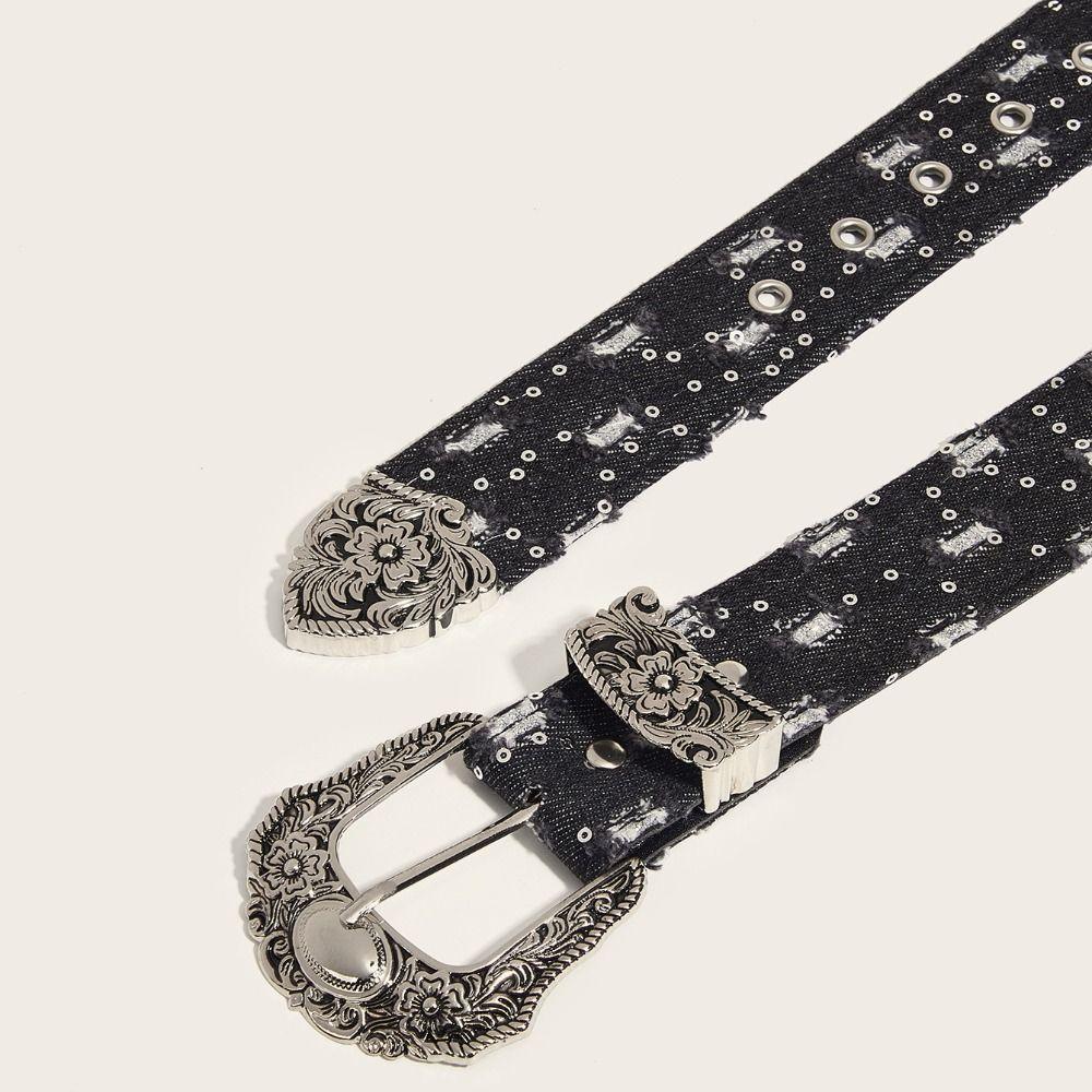 Luxury Design Punk Denim Waistband Versatile Waist Strap Fashion Hollowed Belt