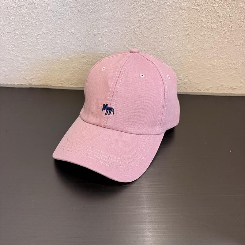 Cute Little Fox Embroidered Baseball Cap for Women's Summer New Wide-brimmed Face Small Sunscreen Sunshade Cap