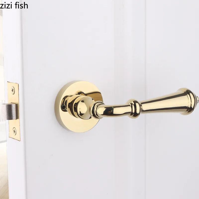Zinc Alloy Golden Door Lock Bathroom Lock Secure Split Lock Indoor Door Handle Silent Locks Door Hardware Accessories Tools
