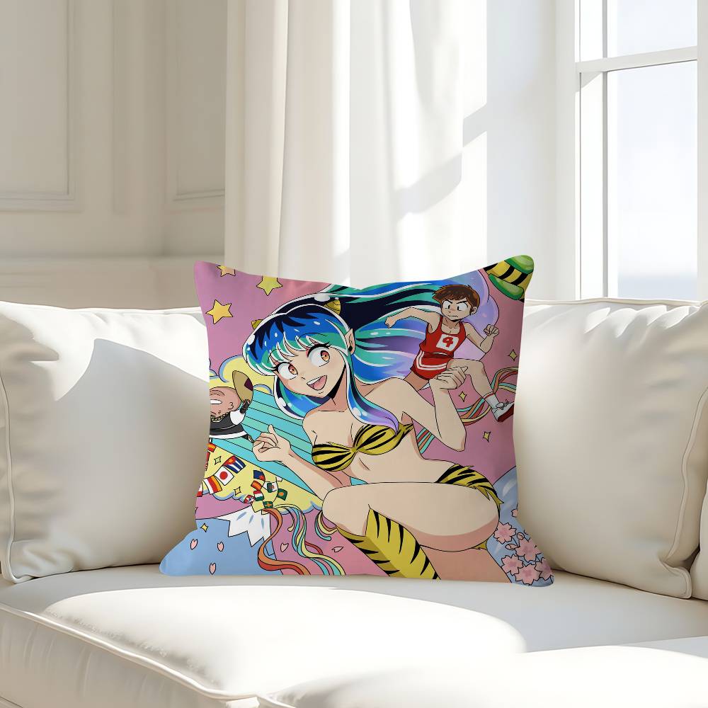 Cartoon U-Urusei Y-yatsura Kissenbezug Abnehmbarer Waschbarer Kissenbezug – Ganzjährig Weiches Leinen
