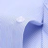 Camisa Social Feminina Slim Fit de Manga Curta - Branca com Listras Azuis, Sem Ferro, Gola V.
