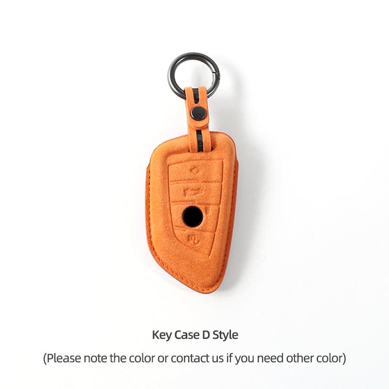 

For BMW F30 F32 F34 F20 F10 G20 G30 F40 i8 1 3 5 7 Series X1 X3 X5 F25 E70 F15 M3 Made of Alcantara Car Key Case Cover Keychain 2969 carbon D