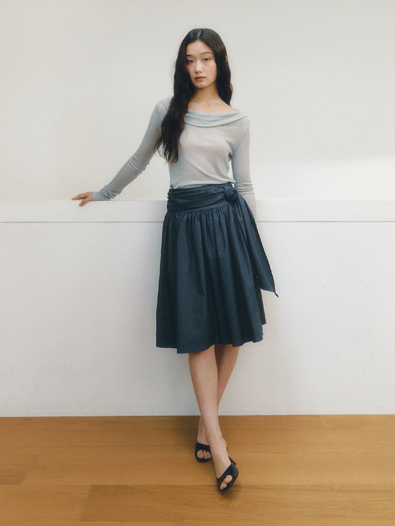 GANISONG Drape Tie Tail T-Shirt_Gray