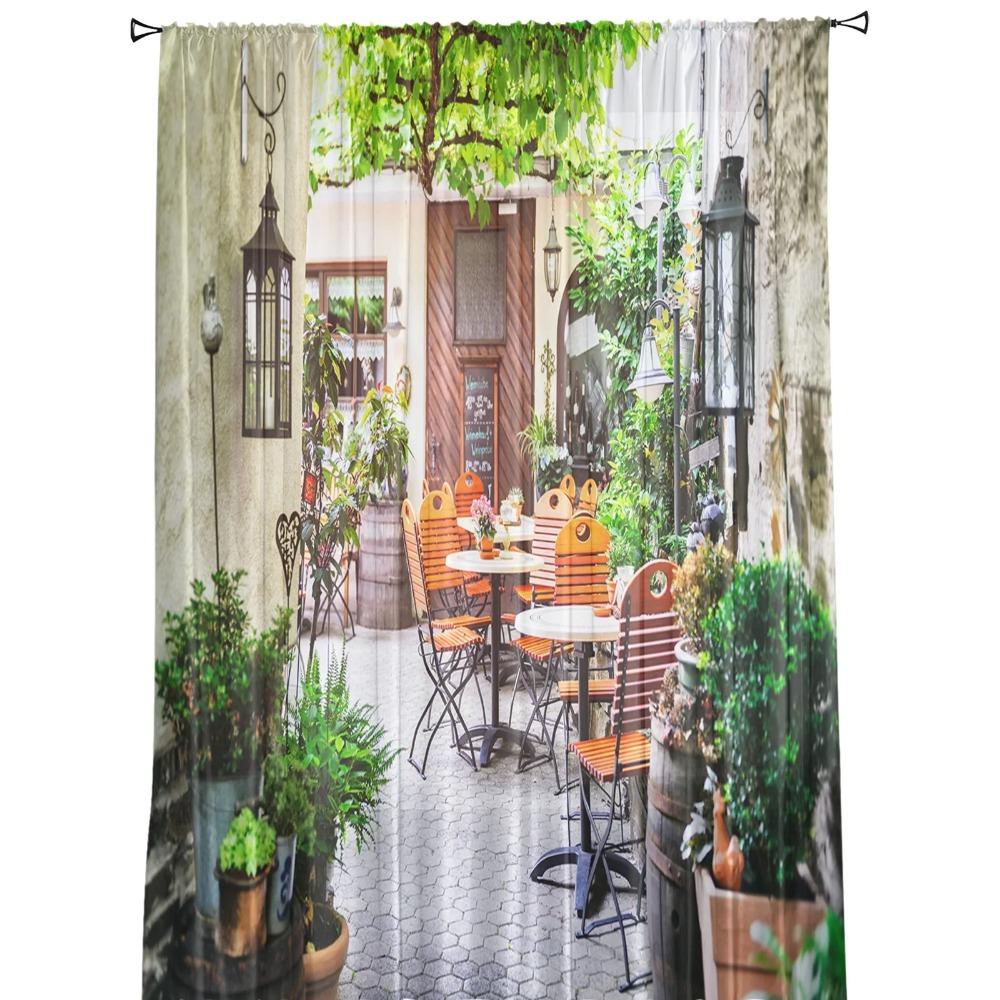 European Courtyard Tulle Sheer Curtains for Living Room Decoration Window Curtain for Bedroom Kitchen Voile Organza Drapes