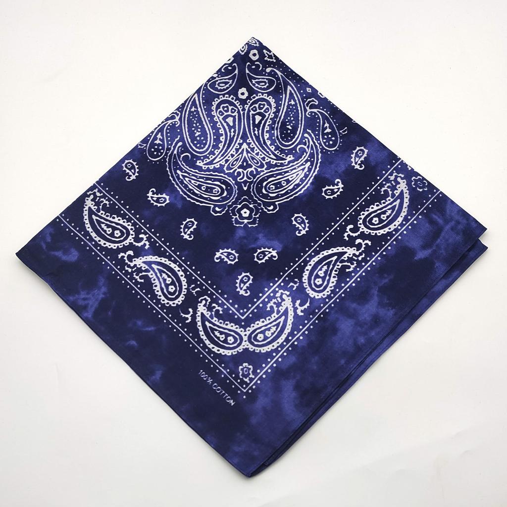 Trifong Bandana Paisley Tie-dye Handkerchief Adults 100% Cotton 55cm x 55cm navy