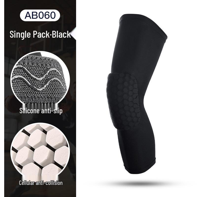 Honeycomb EVA Basketball Knee Pads with Silicone Anti-Slip, Shock Absorption, and Breathable Lycra.