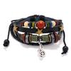 European and American Popular Hand-Woven Retro Leather Bracelet with Alloy Note and Cowhide Rope.